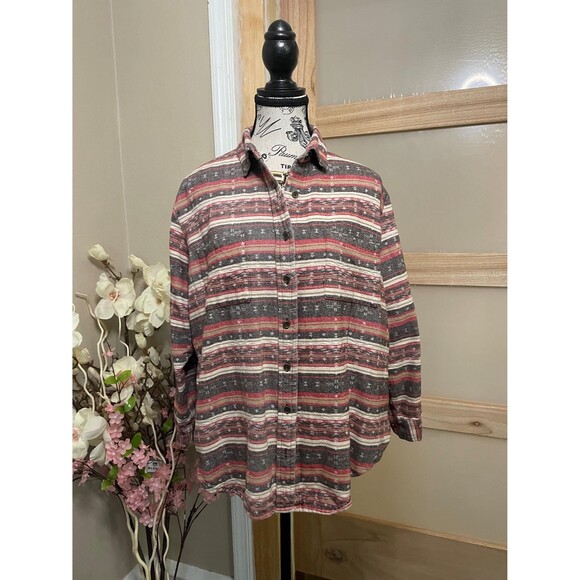 Angie Fall Autumn Colors Button Up Women Shirt Heavy Fabric sz Small Collared - Picture 2 of 6